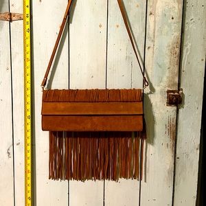 HOUSE of HARLOW Genuine Leather Suede Fringe bag, NWT and dust bag